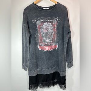 Pull&Bear Charcoal Long Sleeve Mini Dress